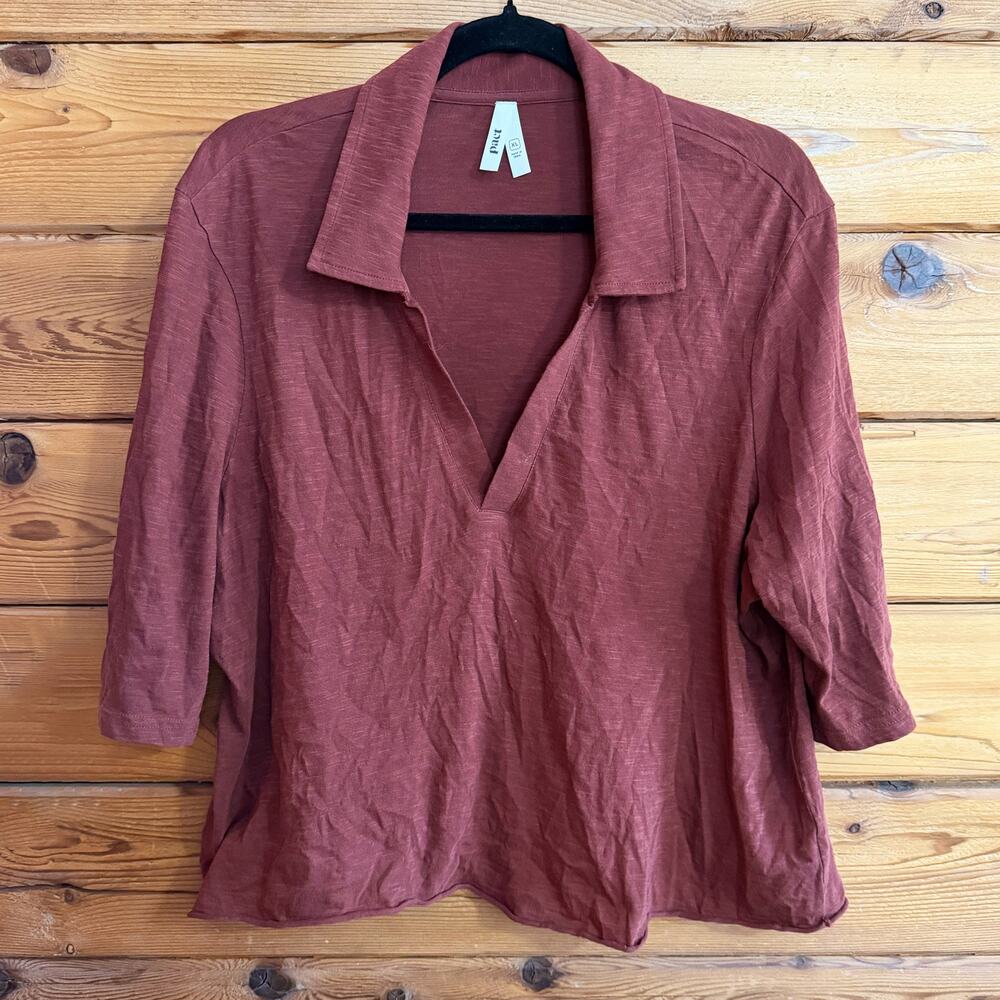 Pact V-neck Polo Shirt Burgundy XL